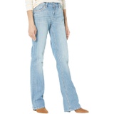 Rock and Roll Cowgirl Riding Jeans with Leather Detail on Back Pocket in Light Vintage W7-3690