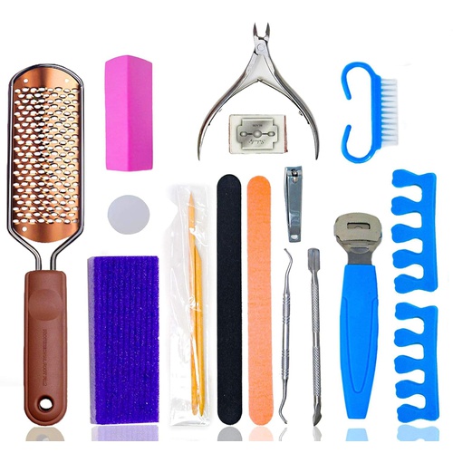  S SERENE SELECTION QUALITY YOU DESERVE Pedicure Kit by Serene Selection, Professional and Home use, Foot Scrubber, Callus Remover Scraper Tools, File, Spa Supplies Set, For Dry Feet and Dead Skin Removal, Heel Tool for