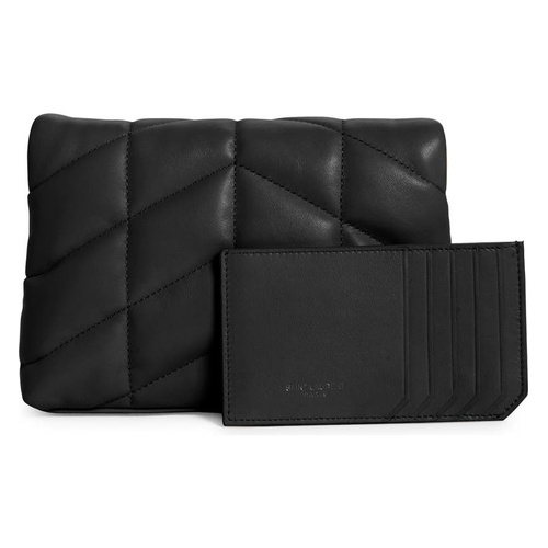 이브 생로랑 Saint Laurent Small Lou Leather Puffer Clutch_NERO