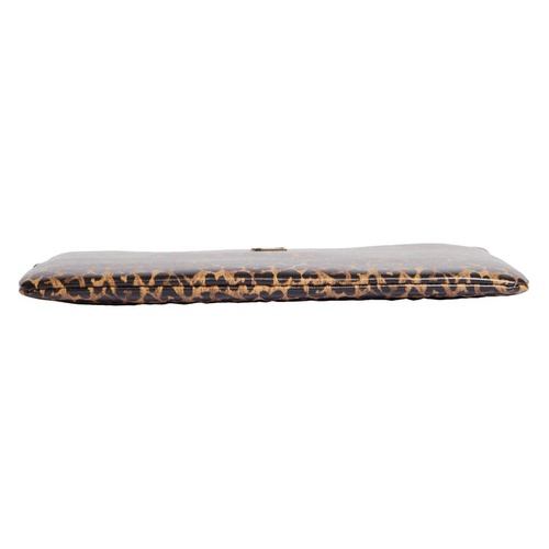 이브 생로랑 Saint Laurent Monogram Leopard Print Leather Tablet Pouch_TOFFEE/ NATURALE