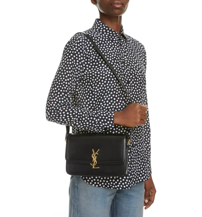 이브 생로랑 Saint Laurent Medium Solferino Leather Shoulder Bag_NOIR