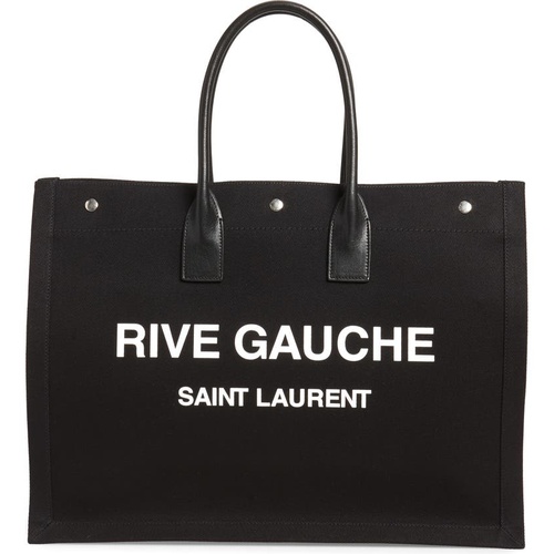 이브 생로랑 Saint Laurent Noe Rive Gauche Logo Canvas Tote_NOIR/ BLANC