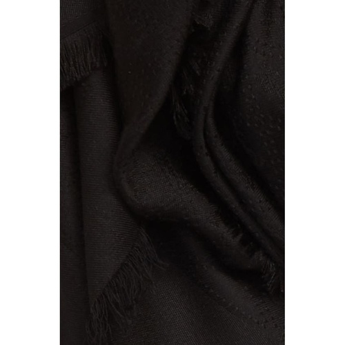 이브 생로랑 Saint Laurent Monogram Jacquard Silk & Wool Scarf_NOIR/ NOIR