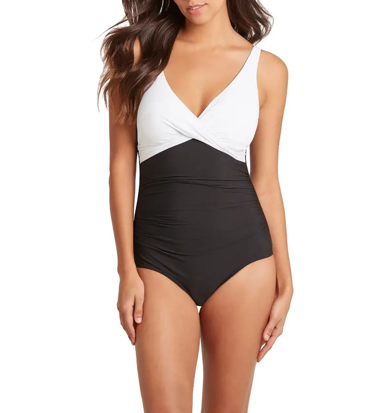 Sea Level Cross Front One-Piece Swimsuit_BLACK