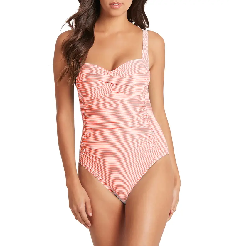 Sea Level Twist Front Multifit One-Piece Swimsuit_ORANGE