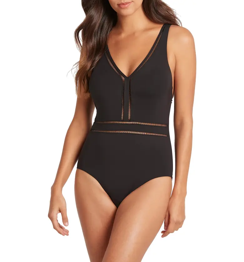 Sea Level Spliced One Piece_BLACK