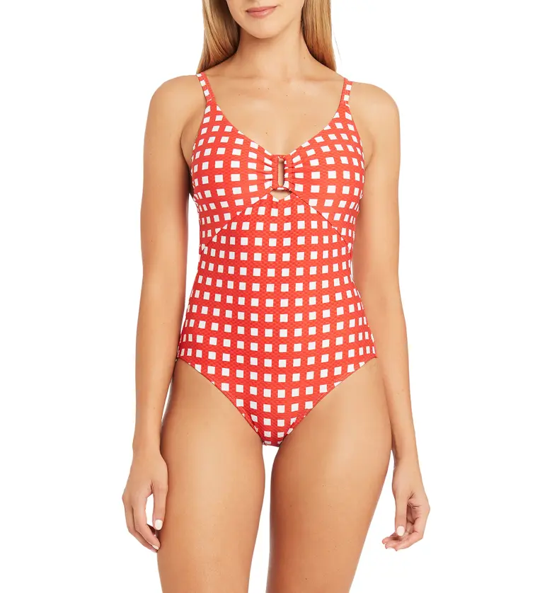 Sea Level Bralette Check One-Piece Swimsuit_ORANGE