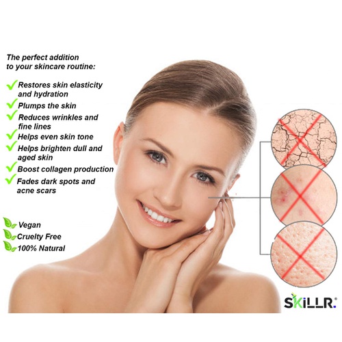  SKILLR ORGANICS Collagen Serum for Face with Peptides, Hyaluronic Acid and Vitamin E Oil - Natural Skin Care - Anti Aging Facial Skin Cream - Wrinkle Treatment - 1. oz