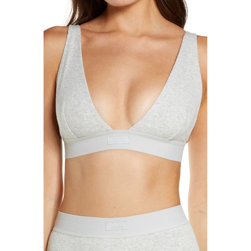  SKIMS Cotton Plunge Bralette_LIGHT HEATHER GRAY