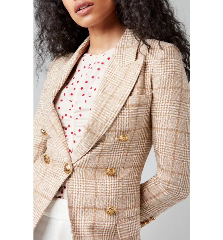  Smythe Not A DB Cotton & Linen Blazer_CAMEL PLAID