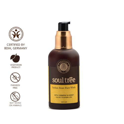  SOULTREE All Natural Indian Rose & Turmeric Face Wash | With Aloe & Forest honey infused which helps Fight acne & is Non Drying, Anti-Blemish, Non Oily & With No Harsh Chemicals Fo
