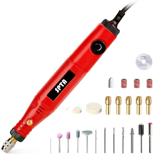  Electric Rotary Tool Kit, SPTA Mini Electric Grinder Set/Nail Drill Mini Handle Electric Drill Grinding Engraving Pen Milling Trimming Polishing Drilling Cutting Engraving Tool Kit