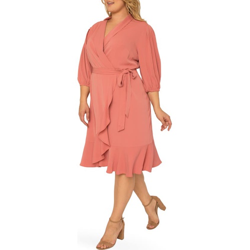  Standards & Practices Kylie Ruffle Wrap Dress_DUSTY PINK