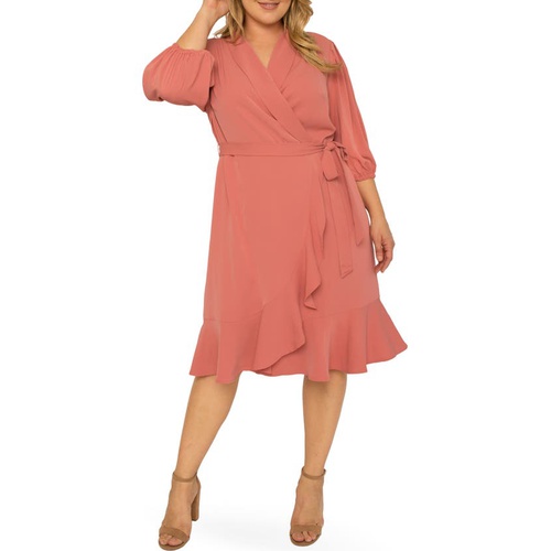  Standards & Practices Kylie Ruffle Wrap Dress_DUSTY PINK