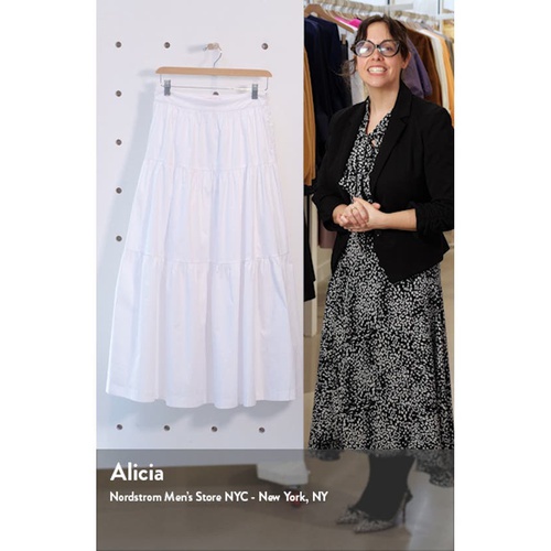  STAUD Tiered Stretch Cotton Maxi Skirt_WHITE