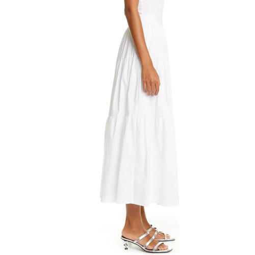  STAUD Tiered Stretch Cotton Maxi Skirt_WHITE