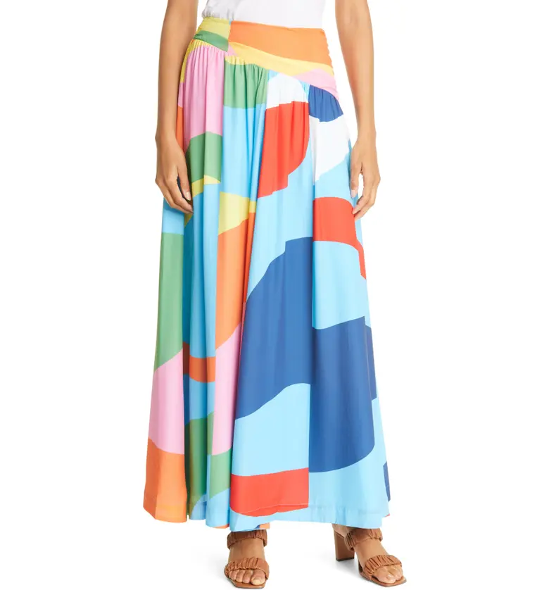 STAUD Kona Colorblock Skirt_CAPRI/ COASTAL MARBLE