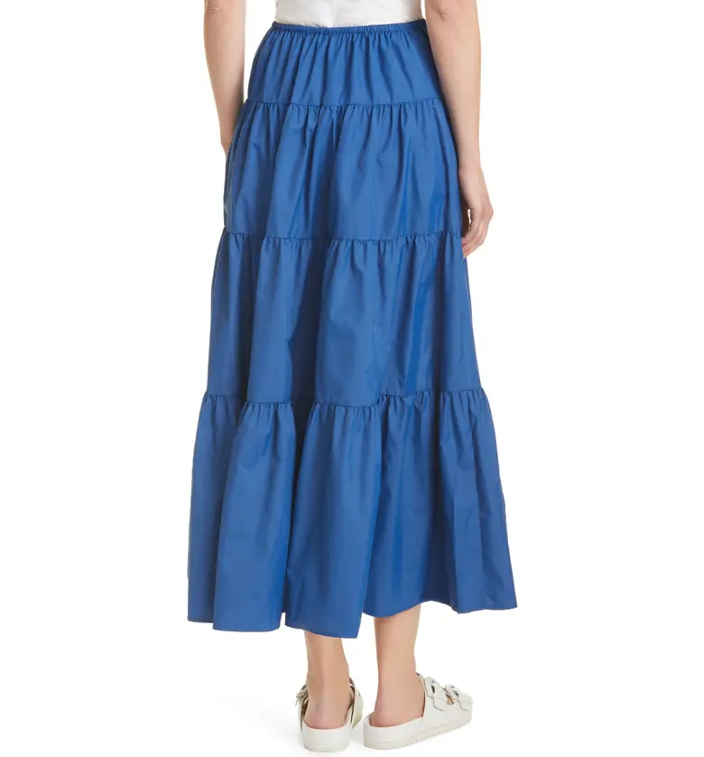  STAUD Lucca Recycled Nylon Drawstring Skirt_COBALT