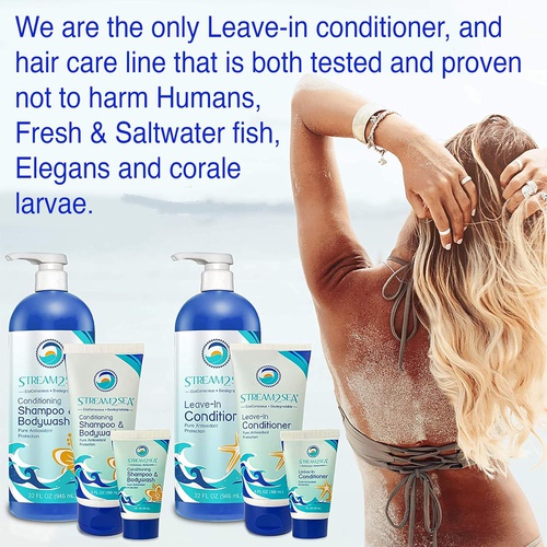  Stream2Sea Leave-In Hair Conditioner Detangles & Replenish Moisture in Hair Natural Reef Safe Formula - Sulfate and Paraben Free with UV Protection 6 oz