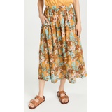 SUNDRY Retro Floral Full Skirt