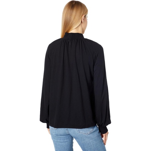  SUNDRY Smock Neck Puff Raglan Sleeve Top in Pima Cotton