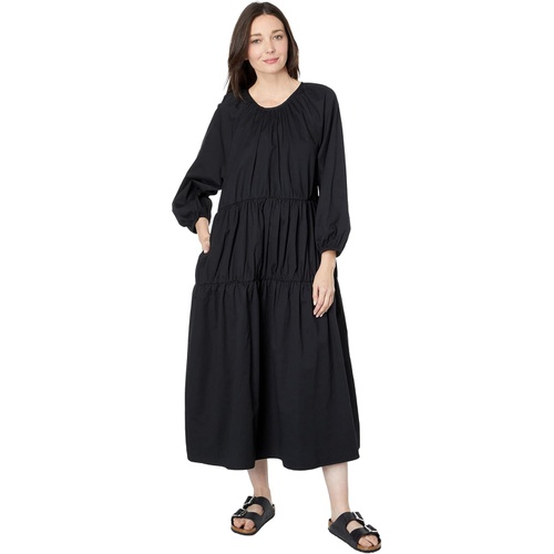  SUNDRY Shirred Cotton Woven Tiered Dress