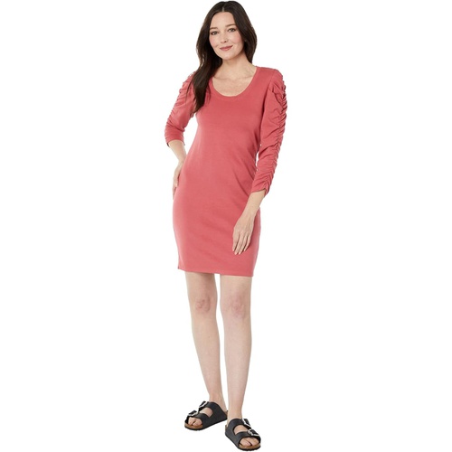  SUNDRY Ruched Sleeve Mini Dress in Cotton Modal