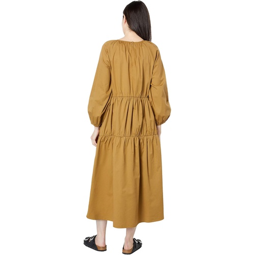  SUNDRY Shirred Cotton Woven Tiered Dress