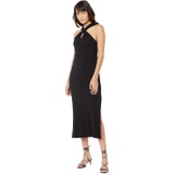 SUNDRY Keyhole Cotton Spandex Midi Dress