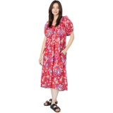 SUNDRY Floral Bubble Sleeve Cotton Woven Maxi Dress