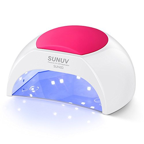  Gel UV Nail Lamp, SUNUV 48W UV LED Nail Dryer Light for Gel Nails Polish Manicure Professional Salon Curing Lamp with 4 Timer Setting Sensor SUN2C(one pink pad)