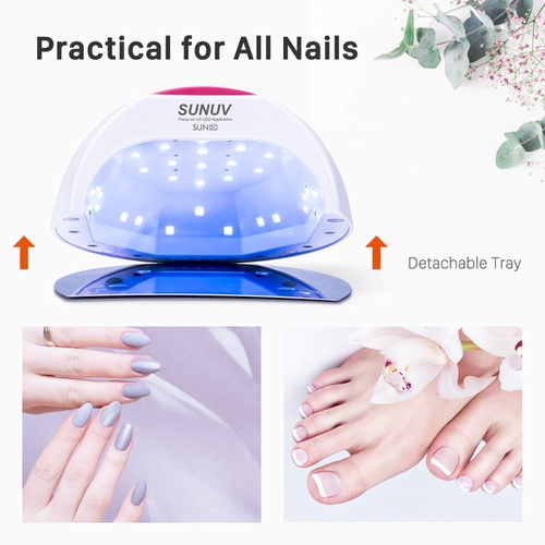  Gel UV Nail Lamp, SUNUV 48W UV LED Nail Dryer Light for Gel Nails Polish Manicure Professional Salon Curing Lamp with 4 Timer Setting Sensor SUN2C(one pink pad)