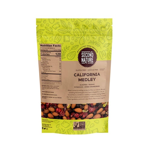  Second Nature California Medley Trail Mix, California Medley Mix, 26 Ounce Resealable Pouch