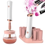 Senbowe Upgraded Makeup Brush Cleaner and Dryer Machine, Electric Cosmetic Automatic Brush Spinner with 8 Size Rubber Collars, Wash and Dry in Seconds, Deep Cosmetic Brush Spinner
