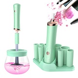 Senbowe Upgraded Makeup Brush Cleaner and Dryer Machine, Electric Cosmetic Automatic Brush Spinner with 8 Size Rubber Collars, Wash and Dry in Seconds, Deep Cosmetic Brush Spinner