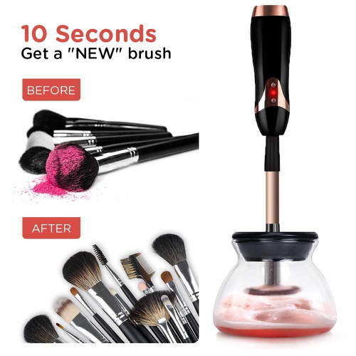  Sensual-U Electric Makeup Brush Cleaner Spinner - Automatic Machine Kit - Professional Makeup Brush Cleaning Tool - Quick, Easy and Effortless Way to Clean Makeup Brushes - No Dirt, Bacteria