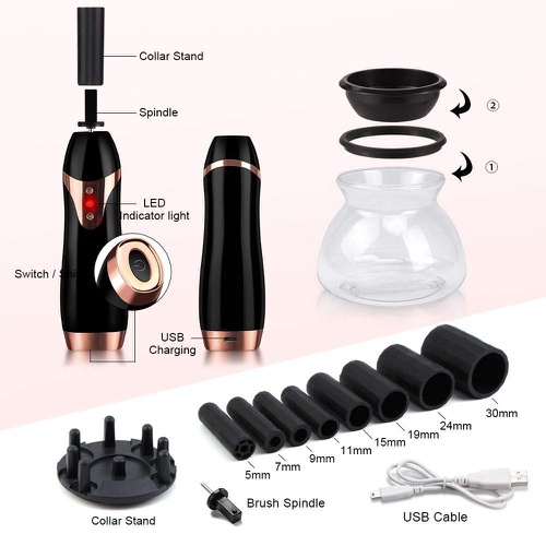  Sensual-U Electric Makeup Brush Cleaner Spinner - Automatic Machine Kit - Professional Makeup Brush Cleaning Tool - Quick, Easy and Effortless Way to Clean Makeup Brushes - No Dirt, Bacteria