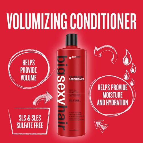  SexyHair Big Volumizing Conditioner w/Botanical Extracts, B3 and Lemongrass, Color Safe