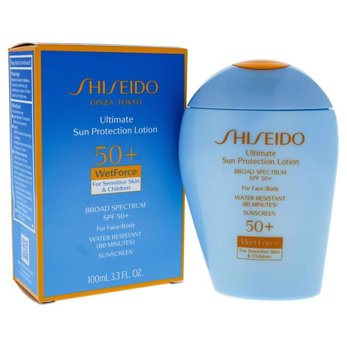  Shiseido Ultimate Sun Protection Lotion Wetforce Spf 50 for Sensitive Skin and Children By Shiseido for Unise, 3.3 Ounce