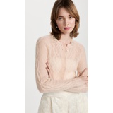 Simone Rocha Beaded Cropped Cable Knit Long Sleeve Cardigan