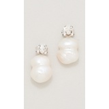 Simone Rocha Mini Double Pearl and Crystal Earrings