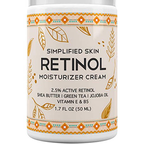  Retinol Moisturizer Cream 2.5% for Face & Eye Area with Vitamin E & Hyaluronic Acid for Anti Aging, Wrinkles & Acne - Best Night & Day Facial Cream by Simplified Skin 1.7 oz
