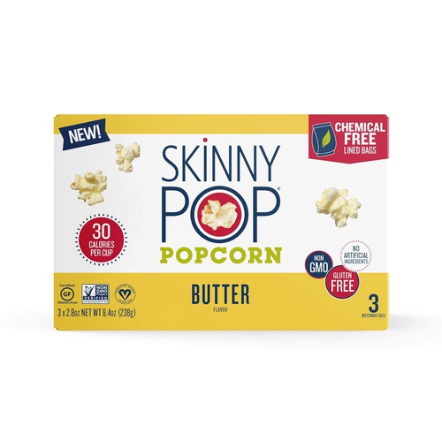  SkinnyPop Microwave Sea Salt Popcorn Bags, Healthy Snacks, 2.8oz Microwavable Bags (Pack of 36)