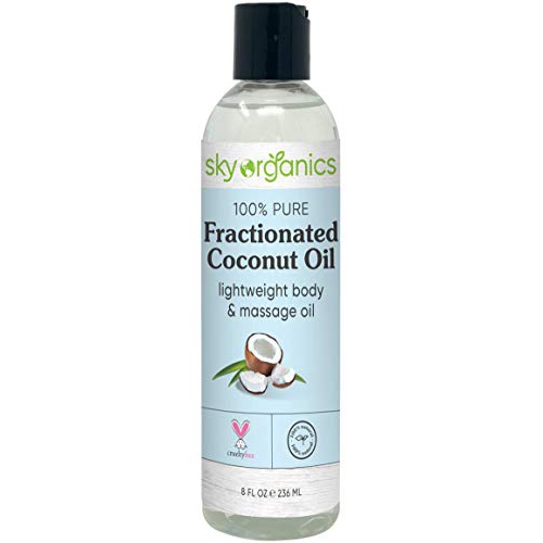  Fractionated Coconut Oil by Sky Organics (8 oz) Natural Fractionated Coconut Oil MCT Oil Moisturizing Coconut Carrier Oil Body Oil Coconut Makeup Remover Coconut Oil for Hair Skin