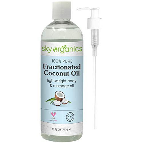  Fractionated Coconut Oil by Sky Organics (16 oz) Natural Fractionated Coconut Oil MCT Oil Moisturizing Coconut Carrier Oil Body Oil Coconut Makeup Remover Coconut Oil for Hair Skin