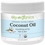 Organic Extra Virgin Coconut Oil by Sky Organics (16.9 oz) USDA Organic Coconut Oil Cold-Pressed Kosher Cruelty-Free Unrefined Coconut Skin Moisturizer Hair Mask