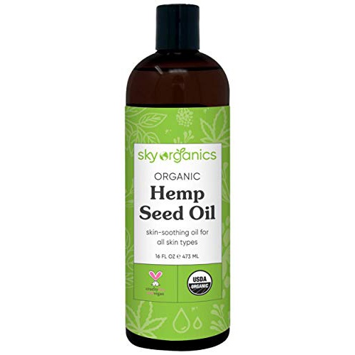  Organic Hemp Seed Oil by Sky Organics (16 oz) Cold-Pressed USDA Organic 100% Pure Moisturizing Hemp Oil Face Oil for All Skin Types