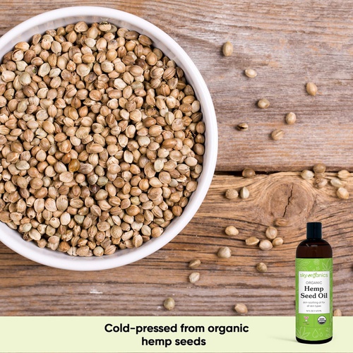  Organic Hemp Seed Oil by Sky Organics (16 oz) Cold-Pressed USDA Organic 100% Pure Moisturizing Hemp Oil Face Oil for All Skin Types