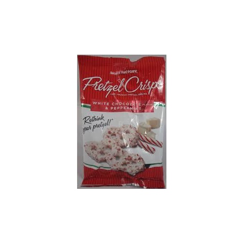  Snack Factory White Chocolate and Peppermint Pretzel Crisps (Pack of 2 Small 4 oz bags)