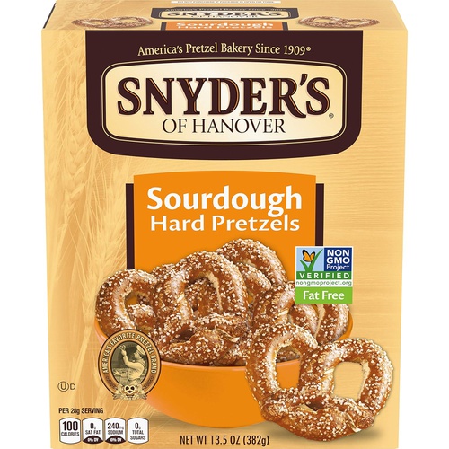  Snyders of Hanover Pretzels, Sourdough Hard Pretzels, 13.5 Ounce Box (Pack of 12)